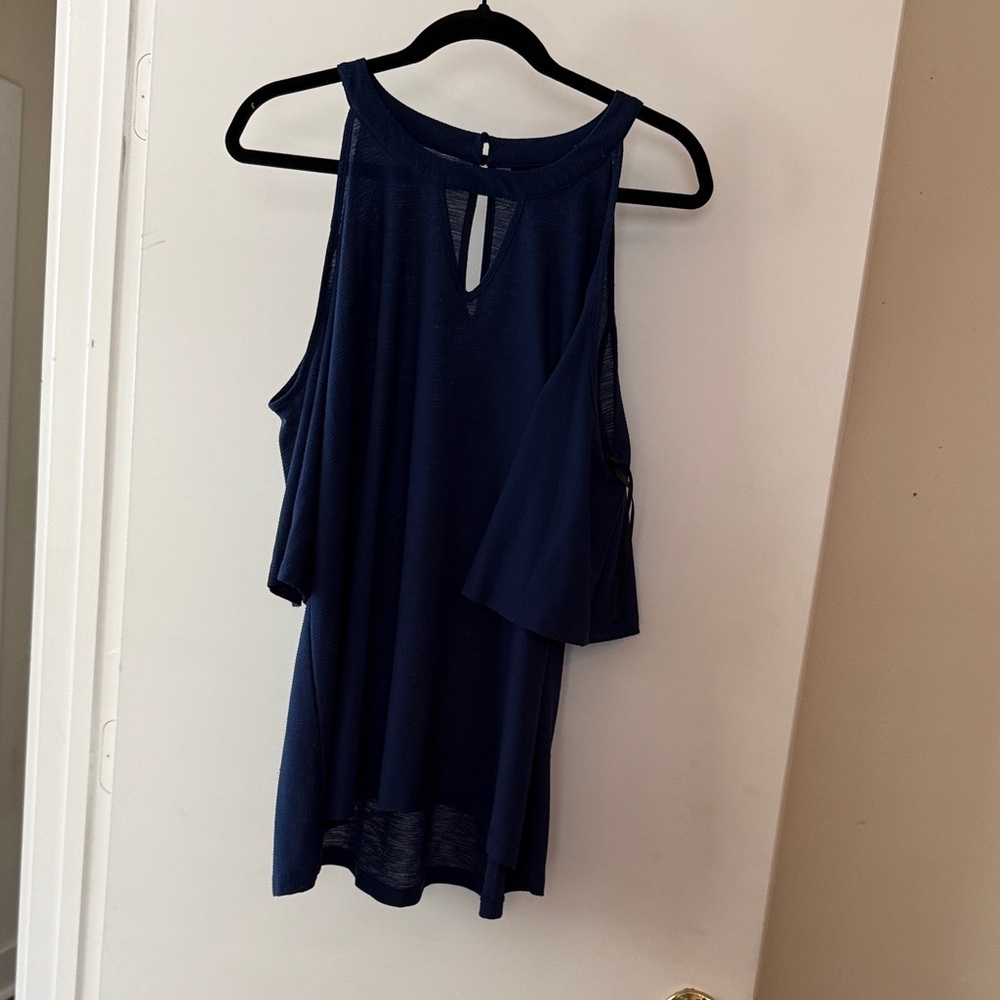 ECI Navy Sleeveless off the shoulder sleeve Top